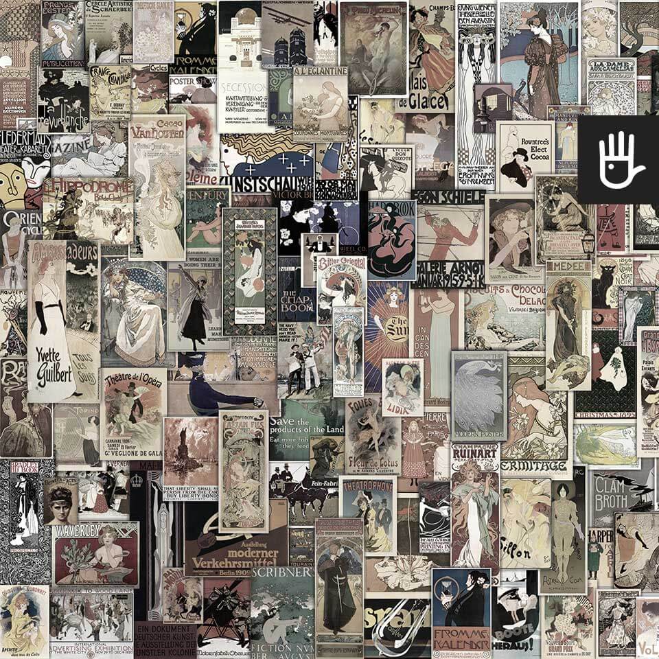 detal fototapeta belle epoque w stylu retro