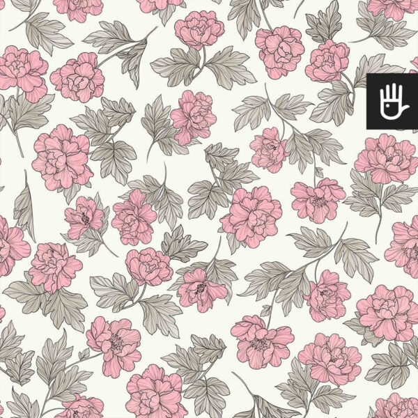 wzór tapeta piwonie w stylu romantycznym na kremowym tle