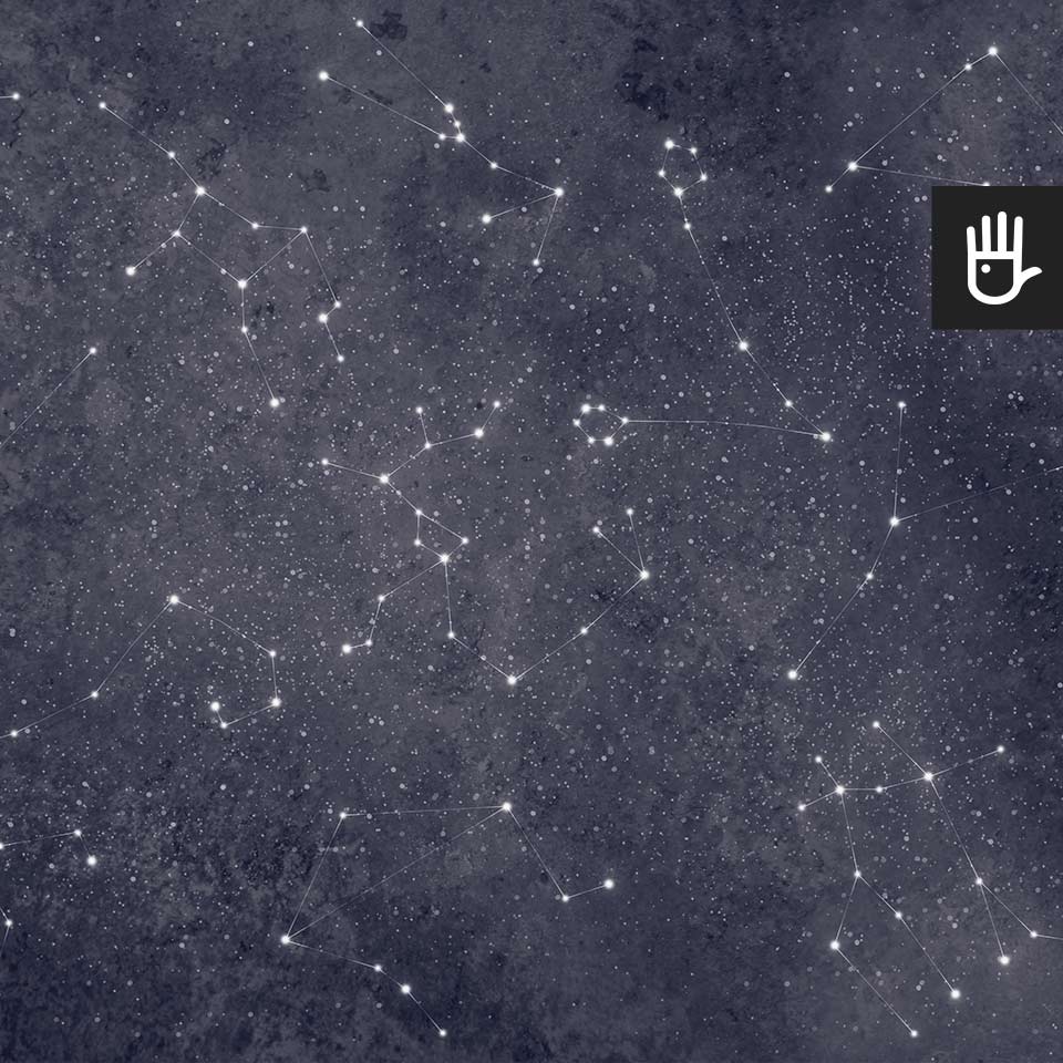 Fototapeta Granatowa Nyks z konstelacjami znaków zodiaku na tle rozgwieżdżonego nieba