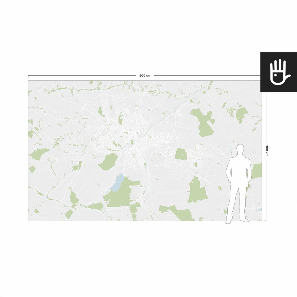 Orientacyjny podgląd wymiarów fototapety Mapa Lublina dla pokazania skali wzoru względem wysokości dorosłego człowieka.