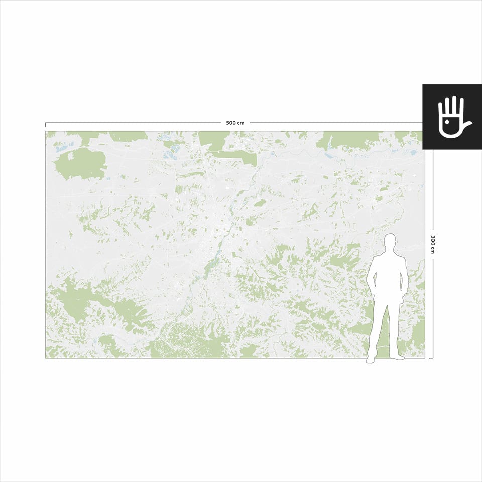 Orientacyjny podgląd wymiarów fototapety Mapa Rzeszowa dla pokazania skali wzoru względem wysokości dorosłego człowieka.