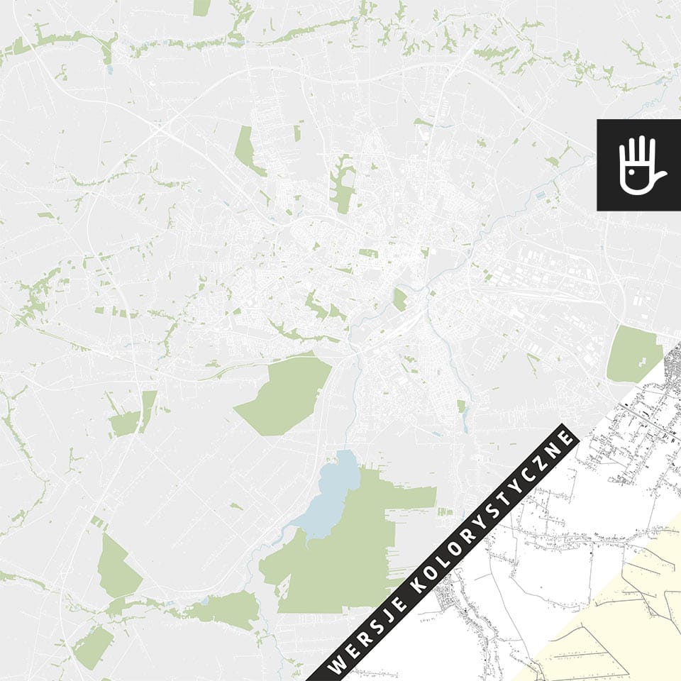 Fototapeta mapa lublina z wersjami kolorystycznymi