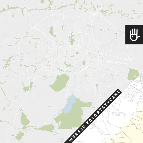 fototapeta mapa lublina ulice z wersjami kolorystycznymi