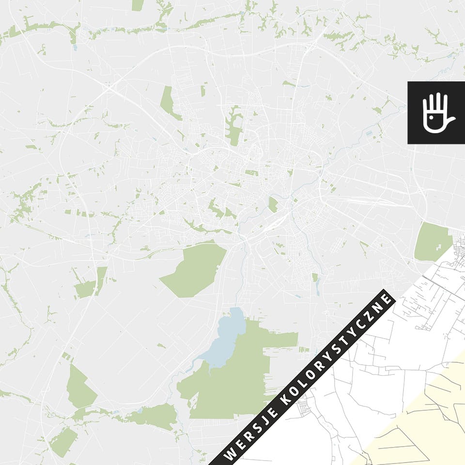 fototapeta mapa lublina ulice z wersjami kolorystycznymi