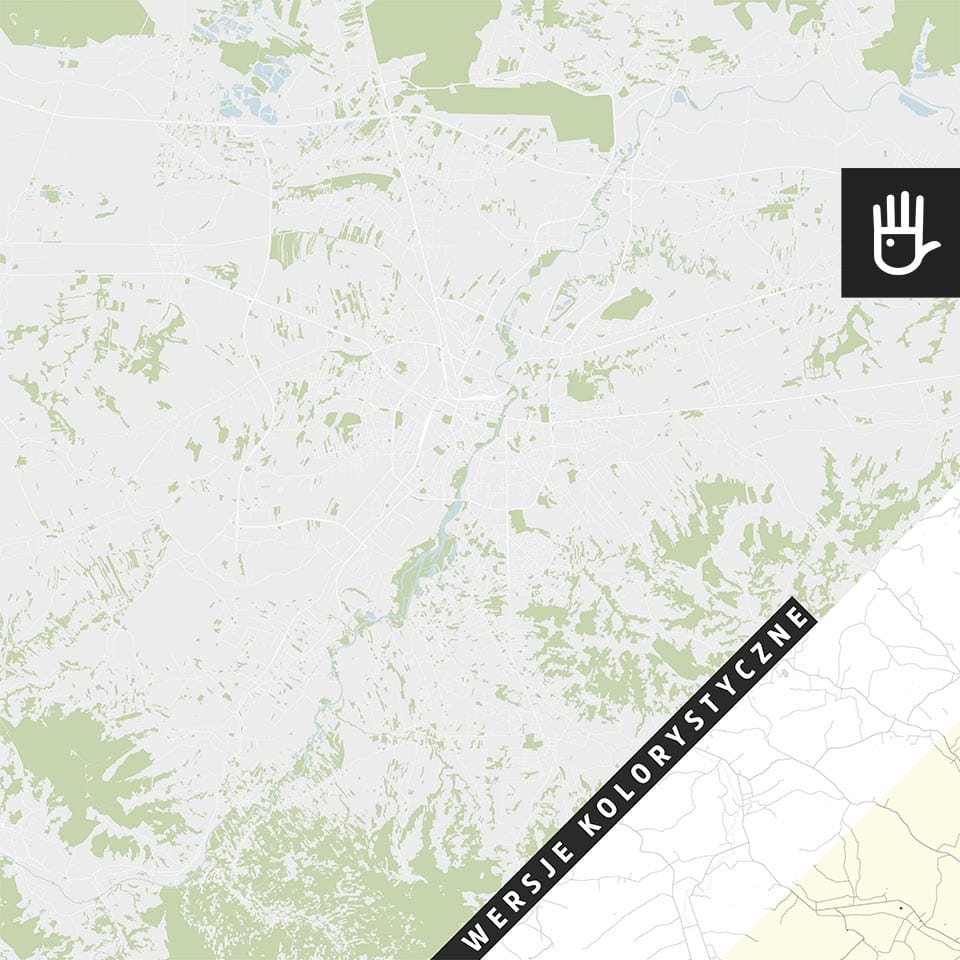 fototapeta mapa rzeszowa ulice z podziałem na wersje kolorystyczne
